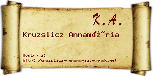 Kruzslicz Annamária névjegykártya